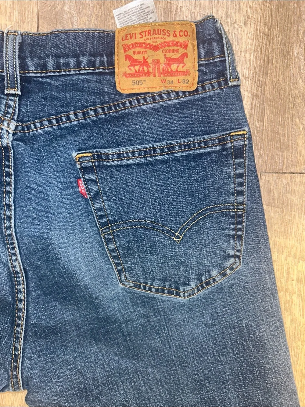 Levi's 505 Regular Fit Men's Straight-Leg W34 L32 Blue Denim EUC